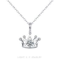 ราคา LIGHT Z ใหม่ S925หัวใจเงินและลูกศรสร้อยคอเพชรเทียม Moissanite จี้มงกุฎ (15708142038)