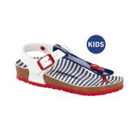 ราคา Birkenstock รองเท้าแตะรัดส้น เด็กผู้หญิง รุ่น Kairo สี Nautical Stripes Navy White 1015632 regular (19042531488)