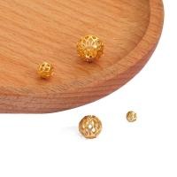 ราคา 18K ชุบทองทองแดงเงินฉลุลายทรงกลมลูกปัด4มม 6มม 8มม 10มม รอบลูกปัดสำหรับกำไล DIY เครื่องมือทำเครื่องประดับ (7788780078)