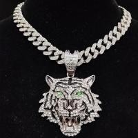 ราคา Hip Hop 3D Tiger Pendant Necklace Crystal Cuban Chain Hiphop Iced Out Bling Necklaces Men Women Fashion Charm Jewelry (20401276211)