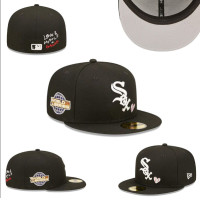 ราคา ใหม่ล่าสุดที่มีคุณภาพสูงสีดำ MLB ผู้เล่นชิคาโกสีขาวถุงเท้าเบสบอลหมวกเต็มปิดบวกขนาดหมวกแบนขอบ (18471255407)