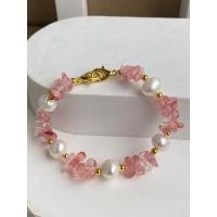 ราคา สร้อยข้อมือมุกแท้สีขาว หินนำโชคหินเชอร์รี่ควอตซ์ มุกแท้ มีใบรับประกัน (20589289799)