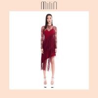 ราคา MILIN Asymmetric lace ruffles tier long sleeve dress เดรสชายยาวไม่เท่ากัน ลูกไม้ แขนยาว แต่งระบายเป็นชั้น Scuttle Dress สีแดง สีเบจ Red Beige (8970793252)