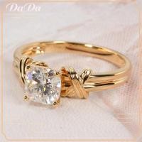 ราคา ใหม่ Retro 14K แหวนทอง Interwoven รูปแบบจุดแหวนเพชรหญิงเครื่องประดับ (16350798601)