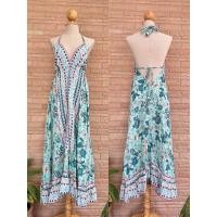 ราคา ชุดเดรสยาวสายเดี่ยวพิมพ์ลาย งานผูกหลังสไตล์โบฮีเมี่ยน (20880251962)