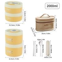 ราคา WORTHBUY กล่องใส่อาหารกลางวันเก็บอุณหภูมิพร้อมถุงและกล่อง Bento แบบพกพาช้อนส้อมวางซ้อนกันได้กันรั่วสลัดผลไม้กล่องเก็บอาหารไมโครเวฟสามารถอุ่นได้ (21330510581)