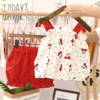 ราคา พิมพ์ลายเชอร์รี่ Polka Dot Camisole และกางเกงขาสั้นสำหรับเด็กหญิง2ชิ้นชุดน่ารักเสื้อเด็กแขนกุดกางเกงขาสั้น (7910283586)