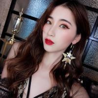 ราคา High Grade Women CZ Diamond Pentagram Earrings Set Chic Geometric Star Tassel Earring Jewelry For Female Girls (1764764083)