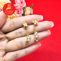 ราคา ต่างหูทองปักก้านรูปดาวห้อยระย้าตัดลาย ความยาว 3 cm ใส่อาบน้ำได้ ไม่ลอกไม่ดำ สำหรับใส่ออกงาน เสริมบารมี รูปถ่ายจากสินค้าจริง (19370209706)