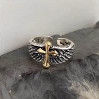 ราคา S925 เงินสเตอร์ลิง Angel Wings CROSS ส่วนบุคคล Retro อินเทรนด์เปิดแหวน s925 sterling silver angel wings cross personalized retro trendy open ring (20916954303)
