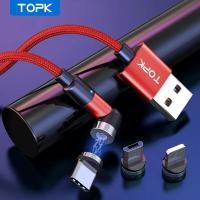 ราคา สายชาร์จแม่เหล็ก topk 3 in 1สาย540หมุนไมโคร USB Type C สายชาร์จโทรศัพท์แม่เหล็กขั้วต่อมุม90 (21171002130)