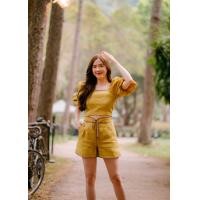ราคา weerin emma top เสื้อแขนตุ๊กตา ลินิน เสื้อครอป แขนพอง เฉพาะเสื้อ (7495611073)