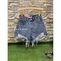 ราคา กางเกงยีนส์ขาสั้นเอวสูงแต่งขาด (18301886362)