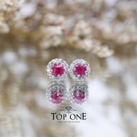 ราคา Top1Jewelry ต่างหูJacket พลอยแท้ ทับทิม ไพลิน มรกต เงินแท้ (17441877655)