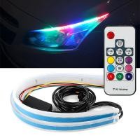 ราคา OKEEN 2pcs Car Sequential Flowing RGB Daytime Running Light DRL APP Multi Color LED Light Strip Turn Signal Lights For Headlight (11728379714)