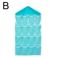 ราคา 16 Grid Pockets Wardrobe Hanging Organizer Socks Bra Storage Hanger Saving Bag Rack Space Clear Underwear Organizer J8T4 (19965044238)