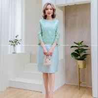 ราคา New Dress ชุดออกงาน ชุดแม่บ่าวสาว เดรสราตรีสั้น เดรสลูกไม้ปักเลื่อมทองลายดอกระยิบระยับโทนสีเขียนมิ้น สวยหรู มีไซส์สำหรับสาวอวบ L 4XL (18226372713)