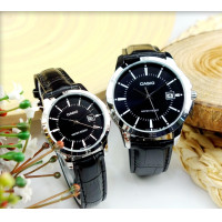 ราคา นาฬิกาคู่รัก Casio รุ่น MTP V004L 1A LTP V004L 1A นาฬิกาสายหนังสีดำ หน้าปัดดำ ของแท้ 100 รับประกันสินค้า 1 ปี (18012973870)