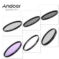 ราคา Andoer 77mm UV CPL FLD ND ND2 ND4 ND8 ชุดฟิลเตอร์ถ่ายภาพชุดอัลตราไวโอเลต Circular Polarizing Fluorescent Neutral Density Filter สำหรับ Ni Kon CA Non SO NY pentax DSLRs (1867696134)