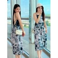 ราคา เดรสสายเดี่ยวมัดย้อม ทรงยาวโชว์หลัง สายผูกได้ 2 แบบ (20093854890)