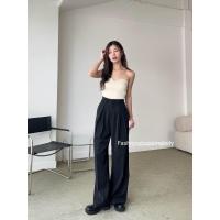 ราคา กางเกงเอวสูงขากระบอกใหญ่จับจีบทวิสหน้า ฝาหลัง (21367321794)