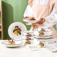 ราคา HOME818 ชุดจานชามเซรามิค ลายดอกไม้ จานลายเซรามิคกระเบื้อง 1เซ็ต 14ชิ้น NO Z61 (21197995841)