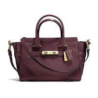 ราคา กระเป๋าถือ Coach แท้ รุ่นหรูที่สุด หนังแท้ หนังนิ่ม มีสายยาว สีหายาก ไซส์กลาง COACH 87295 SWAGGER 27 IN PEBBLE LEATHER BAG Oxblood (21352873494)