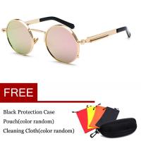 ราคา 2018 VINTAGE Polarized แว่นกันแดดทรงกลมสไตล์สตีมพังค์แว่นตาแฟชั่นกลางแจ้ง Sea แว่นตา (10067708692)