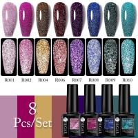 ราคา UR SUGAR 8ชิ้น เซ็ต Neon Reflective Glitter Gel Set Glow In Dark Fluorescent UV Gel Semi Permanent Nail Art Glitter Gel Polish (14112985266)
