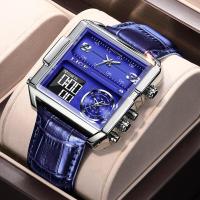 ราคา LIGE พวกเขานาฬิกาดิจิตอลต้นฉบับแฟชั่นใหม่เคสสี่เหลี่ยม LED จอแสดงผลคู่นาฬิกาข้อมือมัลติฟังก์ชั่นกันน้ำวันที่กีฬานาฬิกาผู้ชาย (9359371892)