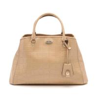 ราคา กระเป๋าถือ Coach แท้ หนังแท้ ลายหนังจระเข้ สวยงาม ทรงถังยอดนิยม ใบใหญ่ COACH 34854 MARGOT CARRYALL IN EMBOSSED CROCO LEATHER Nude สีเนื้อ (7389965508)