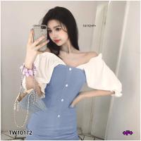 ราคา TW10172 เดรสยีนส์กระดุมหลอกแขนตุ๊กตา (771746456)