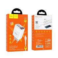 ราคา HOCO ที่ชาร์จจอแสดงผลดิจิทัล3พอร์ตแบบ18W C93A ของแท้สำหรับ iPhone Samsung S22 Huawei Xiaomi Realme อะแดปเตอร์แท่นชาร์จผนัง Htc พร้อมชุดสายชาร์จแบตเตอรี่ (20430291702)