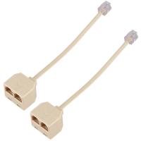 ราคา 2X RJ11 6P4C 2 Way Outlet Telephone Jack Line Splitter Adapter Beige (18667124209)