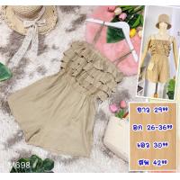 ราคา จั้มสูท ผ้าไหม ลื่นๆ พริ้วๆ สายเดี่ยว ซิปหลัง อกแต่งระบาย ดึงยาง กระเป๋าข้าง ยาว 29อก 26 36เอว 30สพ 42 M698 (19188940238)
