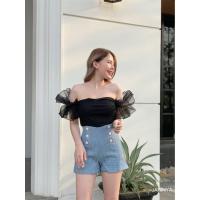 ราคา PATTERN P BTS001 Ella Tweet Short Pant กางเกงผ้าทวิตชาแนล แต่งกระดุมสีทองเพิ่มความเรียบหรู มีซิปด้านข้างใส่ง่าย (13916180139)