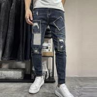 ราคา Sussi กางเกงยีนส์ผู้ชายเทรนด์2023ยุโรปฉีกกางเกงยีนส์เอวลอยเข้ารูปกางเกงผู้ชายทรงตรงรัฟเฟียส์ (21051857981)