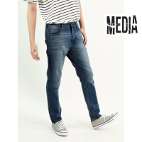 ราคา กางเกงยีนส์ ยืด ผู้ชาย ทรงกระบอกเล็ก ขัดลายช่วงต้นขา MEDIA JEANS SN SS32 (9455127848)