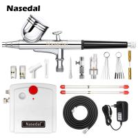 ราคา Nasedal NT 19 Dual Action Airbrush Compressor Kit 0 3mm Airbrush Spray for Nail Airbrush Model Cake Car Fish Shoes Painting (19810015484)