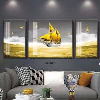 ราคา รูปภาพพิมพ์ผ้าแคนวาส สินค้าพร้อมกรอบ ภาพเรือสำเภาทอง ภาพแขวนผนัง รูปภาพตกแต่งบ้าน กรอบพีวีซี (20623577993)