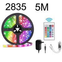 ราคา พร้อมส่ง ไฟแต่งห้อง ไฟเส้นRGB ไฟ led light strip แถบไฟ 5M 2835 ไฟเส้น 5050 ไฟเส้นเปลี่ยนสีได้ รีโมท 24 ปุ่ม With Adapter (10766888156)