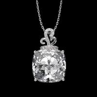 ราคา สแควร์อัญมณี Citrine สีเหลืองเพทายคริสตัลจี้เพชรสร้อยคอผู้หญิงสีขาวเงินทอง Choker เครื่องประดับ จี้ (7626171912)