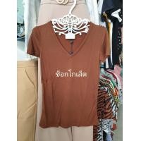 ราคา เสื้อคอวี แขนสั้น ผ้าบาง Basic Style ทรงเข้ารูป ผ้านิ่มแบบ Premium 051 งานป้ายbellacita (8688808122)