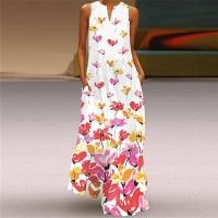ราคา ชุดเดรสลำลองแขนกุดพิมพ์ลายดอกไม้สำหรับแฟชั่นสำหรับผู้หญิงฤดูร้อนชุดเดรสยาวประดับขนนกผีเสื้อสำหรับงานปาร์ตี้หรูหรา (17656067539)