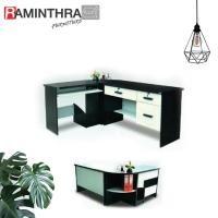 ราคา Raminthra Furniture Work desk โต๊ะทำงาน ชุดโต๊ะทำงานเข้ามุม หน้าท็อปผิวเมลามีน รุ่น นีโอ สีดำ ขาว (13637032)