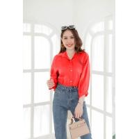 ราคา ส่งเร็วพิเศษ VA062 TARA Shirt เสื้อเชิ้ตหญิง ไหล่สโลป แขน 5 ส่วน เนื้อผ้าซาติน ผ้าอย่างดี ใส่สบาย ไม่ร้อน (21069463150)
