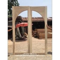 ราคา ประตูบานคู่ ไม้แอช ช่องกระจกโค้งบนใส่กระจกติดตาย (19834475120)