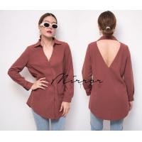 ราคา ป้าย Mirrorsister เสื้อเชิ้ตตัวยาวกึ่งเดรส คอปกเหมือนใส่chokerเก๋มาก คอวีหน้าด้านหลังวีลึก (12863231033)