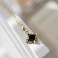 ราคา COD น้ำตาลลาเต้ Little Red Book Original Design เงินสเตอร์ลิงอาเกตสีดำหรูหราเบาๆสร้อยคอวินเทจจี้ผู้หญิง (16049177128)