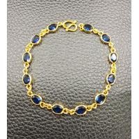 ราคา สร้อยข้อมือสังวาลย์หุ้มขอบหนาสวยไพลินสีน้ำเงินสด งานเคลือบพิเศษเกรด A ยาว 16 20 ซม N1734A (9996661081)